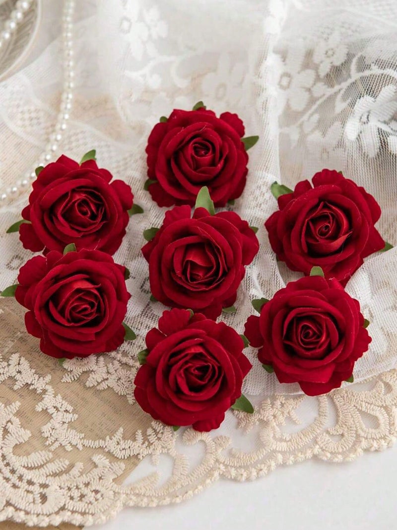 زينة ورود حمراء معلّقة مع خيط شفاف – ديكور هدايا يوم الحب (10 ورود) - Image 5